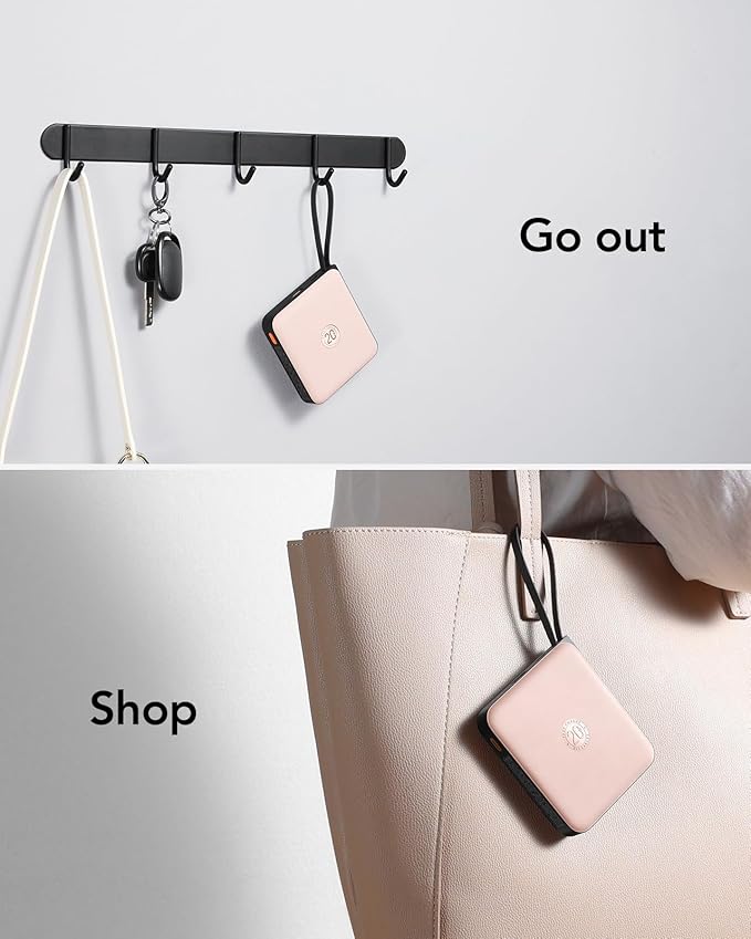 VRURC 20000mAh Power Bank Built-in Cables, Travel Essentials, Portable Charger 22.5W Fast Charging USB C Battery Pack, Phone Battery for iPhone 16 15 14 13 12 11 x Samsung Android Phone,Pink(1 Pack)