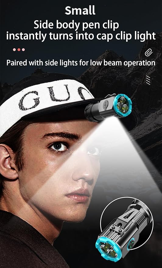 Mini Multifunction Rechargeable Multi Function 1000 Lumens LED Flashlight, with Emergency Strobe Light and 1200 Mah Battery, Emergency Power Supply and USB Charging Cable, Fast Charging