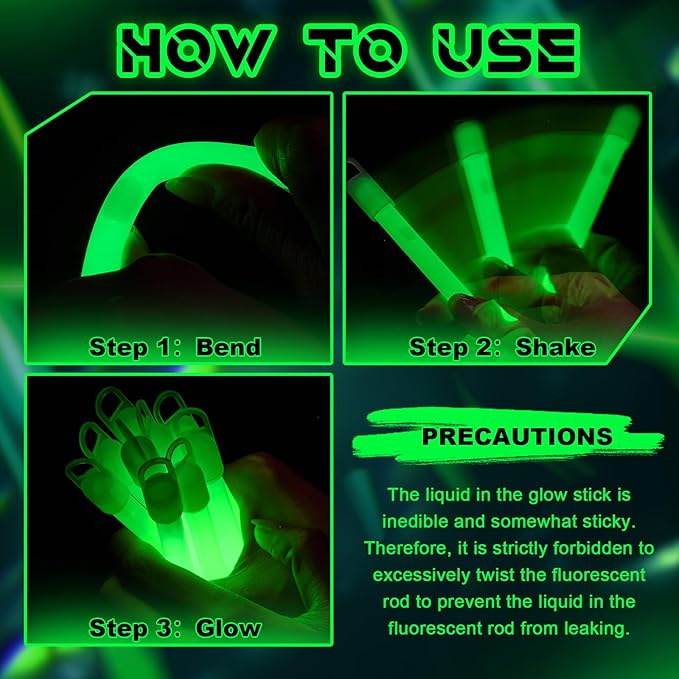 Lewtemi 4" or 6" 100 Pack Bright Glow Sticks Bulk, Glow in The Dark Party Supplies Birthday and Holidays Party Favors