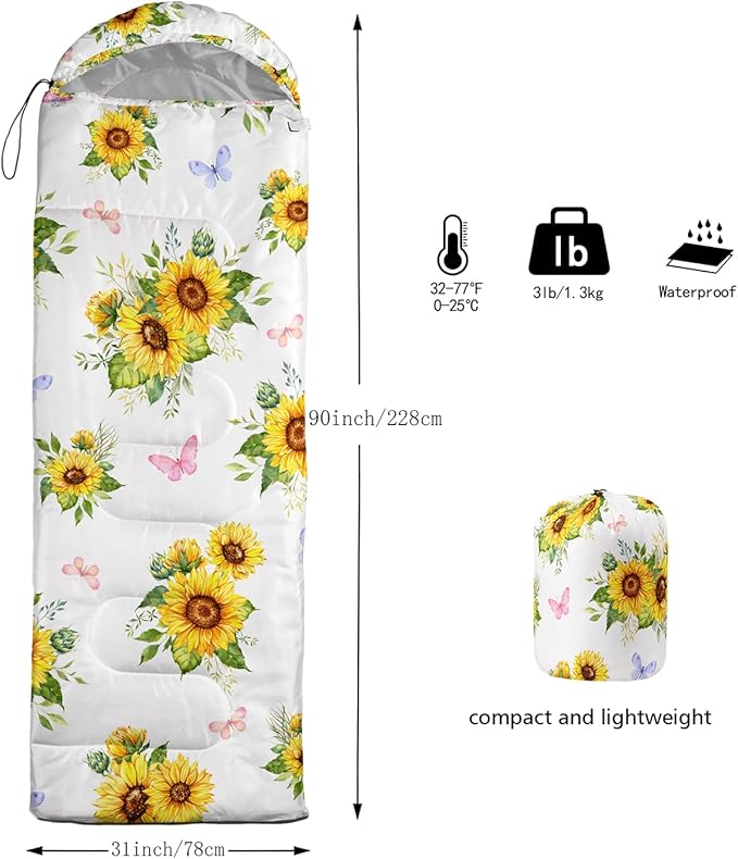 Sleeping Bags for Adults Kids,Backpacking Camping Sleeping Bag for Girls Boys Lightweight Waterproof Cold/Warm Weather Sleeping Bag for All Season