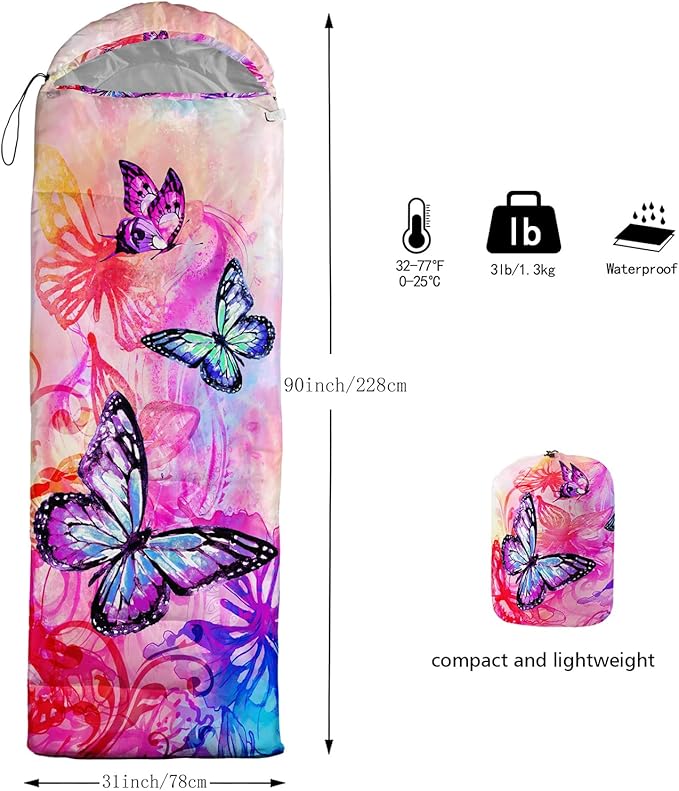 QOOMO Camping Sleeping Bags,3 Season Warm & Cool Weather,Lightweight,Waterproof Sleeping Bags for Adults & Kids,Traveling,and Outdoors,Camping Gear Equipment