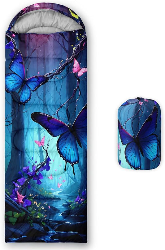 AILONEN Outer Space Astronaut Camping Sleeping Bags,Lightweight & Waterproof,3 Season Warm & Cool Weather,Cartoon Sleeping Bags for Kids,Boys Girls Travelling,Outdoors