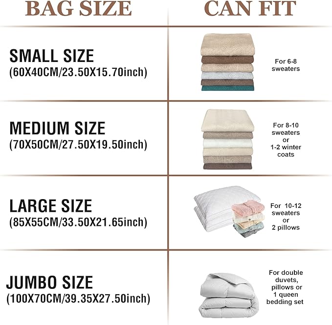 10 Small Vacuum Storage Bags with Travel Hand Pump, Small Vacuum Seal Bags for Clothing, Space Saver Bags for Clothes