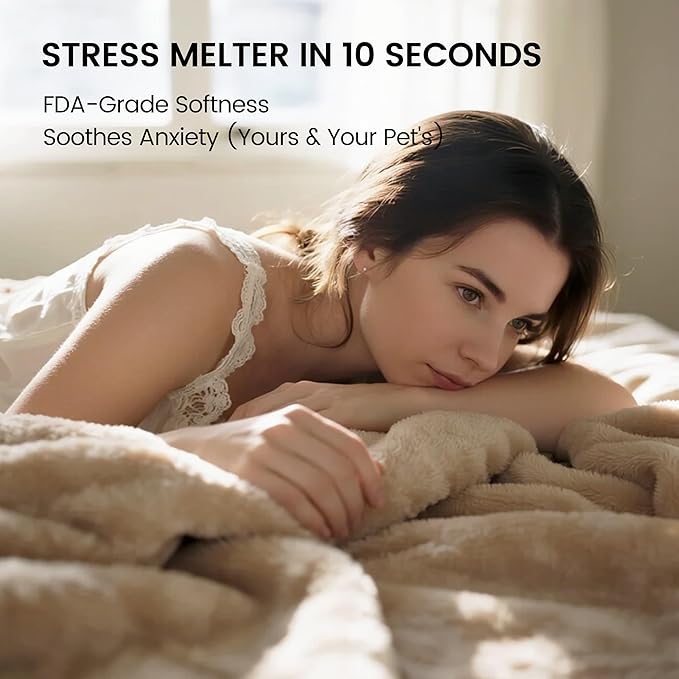 gogobunny Waterproof Bed Blanket, Reversible Sherpa Fleece Throw Blanket for Dog Puppy Cat, Furniture Cover Protects Bed Couch Sofa from Liquid Pee and Pet Fur (Beige, 50x60 inches)