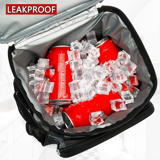 FlowFly Insulated Reusable Lunch Bag Adult Large Lunch Box for Women and Men with Adjustable Shoulder Strap,Front Zipper Pocket and Dual Large Mesh Side Pockets,BlackCamo