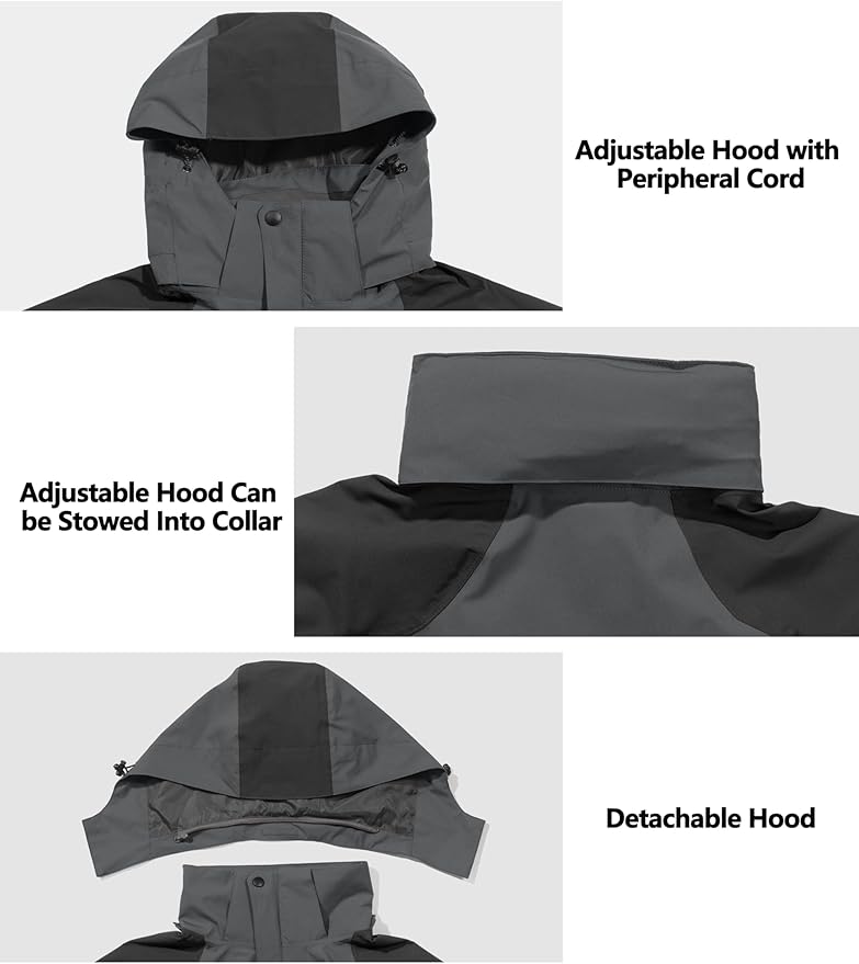 Little Donkey Andy Men's Waterproof Rain Jacket Outdoor Lightweight Hooded Raincoat for Hiking Golf Travel Fishing