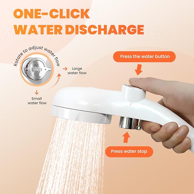 Portable Camping Shower Outdoor Camp Shower Pump,Upgrade Rechargeable Electric Shower Pump with Intelligent Digital Display Multiple Spray Modes for Camping, Hiking, Traveling,RV