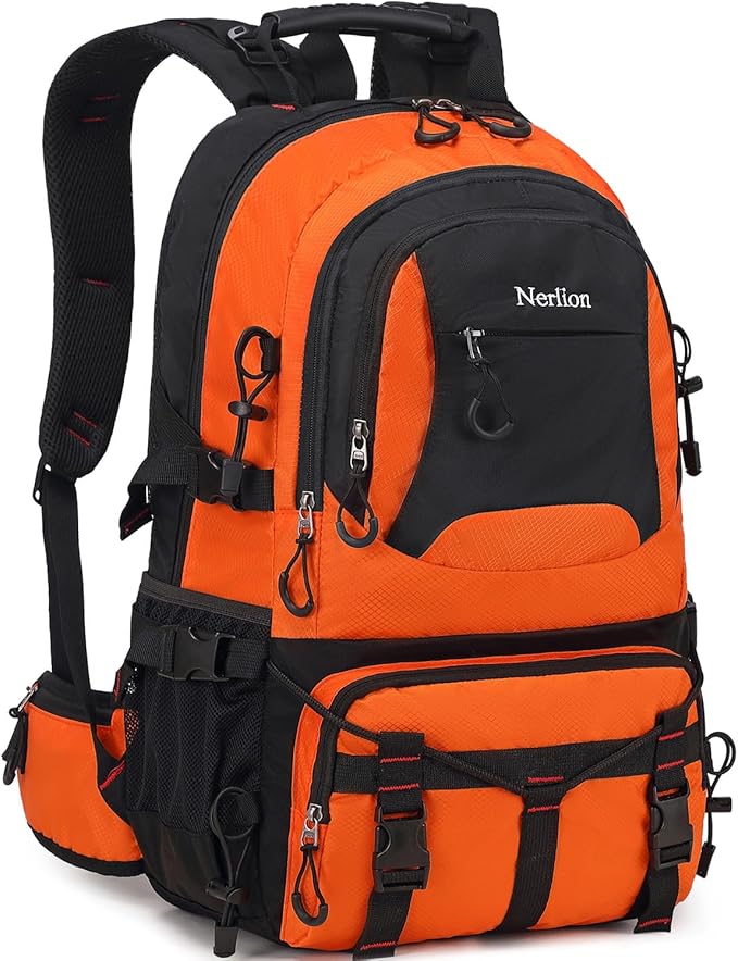 Nerlion 40L Hiking Backpack Travel Backpack for Men Women Camping Waterproof Outdoor Hiking Daypack Lightweight Backpack (Orange)