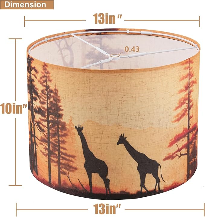 Lamp shades Set of 2, Medium Giraffe Fabric Lampshades for Table Lamps, Floor Lamps, 13" Top x 13" Bottom x 10" High (Spider) Hand Crafted Replacement Lampshades,Lamp Shade Harp Holder Not Included