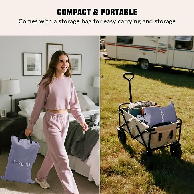 Queen Air Mattress with Portable Air Pump (2000mA) and 2 Inflatable Pillows, 19" High Self-Inflation Inflatable Mattress, Comfortable Blow up Mattress, Air Bed for Camping, Home and Guest