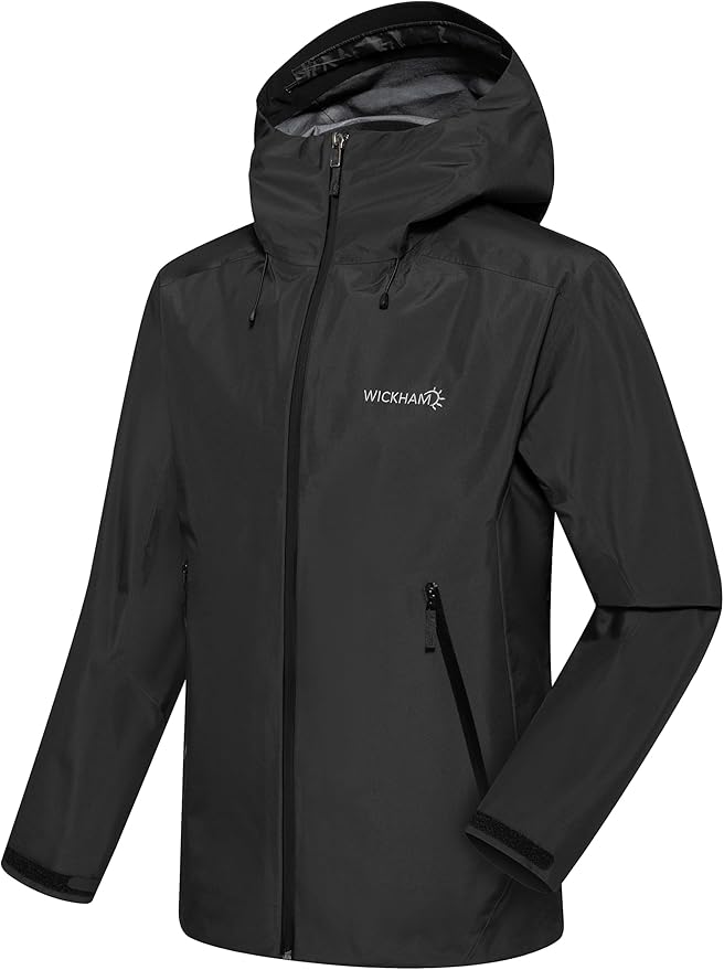 WICKHAM Men's High-performance Rain Jacket Outdoor Waterproof Windproof Coat fully Sealed Seams Shell for Expedition,Golf