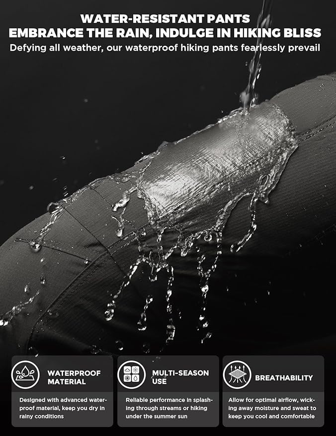 Wespornow Men's-Convertible-Hiking-Pants Quick Dry Lightweight Zip Off Breathable Cargo Pants for Outdoor, Fishing, Safari