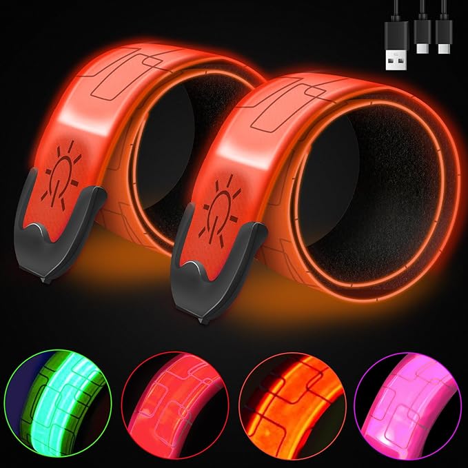 Running Lights for Runners, Walking Light for Night Walking, Running Lights & Walking Light with Colors & 3 Modes, Reflective Running Gear, Running Essentials for Women or Men 2-Pack