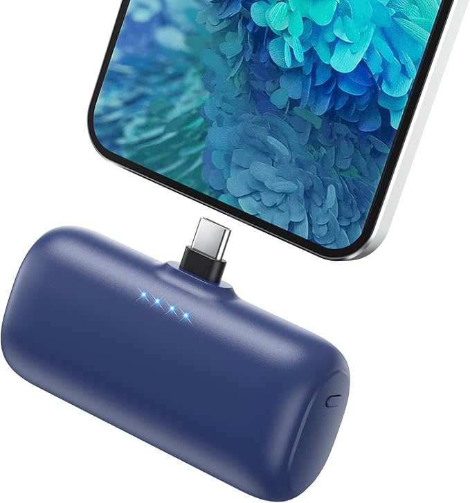 Mini Portable Charger for iPhone 16/15 Series,5200mAh 3A PD USB C Fast Charging Power Bank, Ultra-Compact Cell Phone Battery Pack for iPhone 16/16Plus/15/15Pro Max,Galaxy,Android,Moto,LG,iPad-Sea Blue