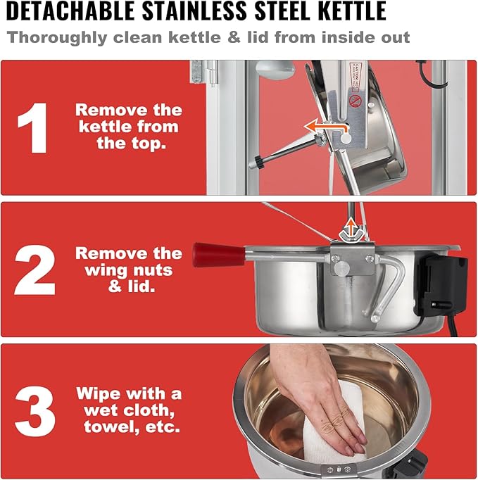 VEVOR Popcorn Maker with Cart, 850W Popcorn Popper Machine, 8 Oz Kettle Makes 48 Cups per Batch, Popcorn Maker Equipped with Tempered Glass, Includes 4 Scoops, Movie Theater Style, Black