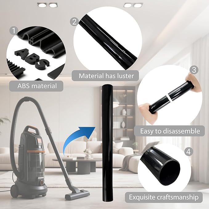 Vacuum Extension Tubes 4Pack, 1.25 Inch Diameter, 14.76 Inch Length - Black | Compatible with 1-1/4 Inch Hose Wet/Dry Vacuum Cleaners | Versatile Tool (Black, 4 P 14.76 ")