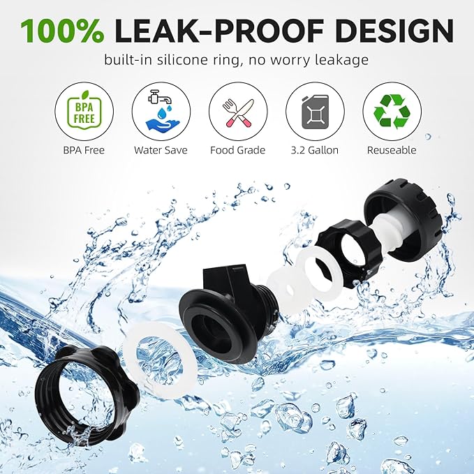 Camping Water Jug - 3.2 Gallan Water Container with Spigot | Portable Water Tank for Outdoor Hiking Picnic Supplies - Black