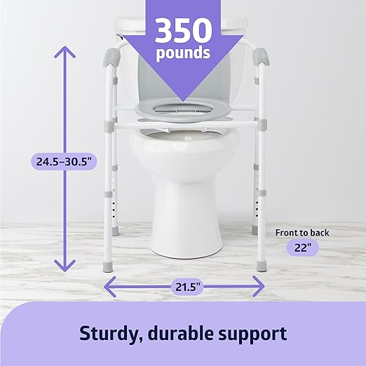 Medline Dark Gray 3-in-1 Folding Commode with Elongated Seat, Microban Treated - Portable, Adjustable, Durable - Ideal for Medical Patients