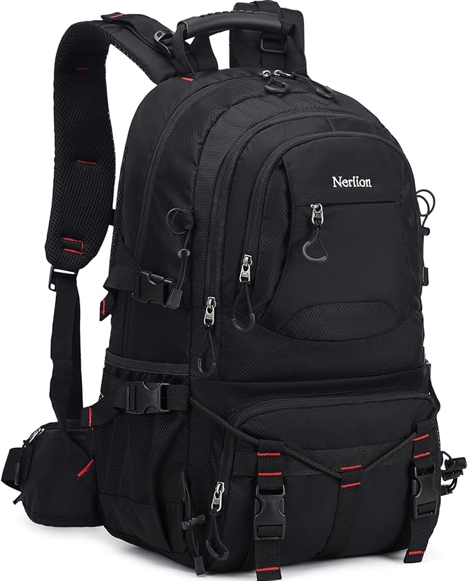 Nerlion 40L Hiking Backpack Travel Backpack for Men Women Camping Waterproof Outdoor Hiking Daypack Lightweight Backpack (Black)