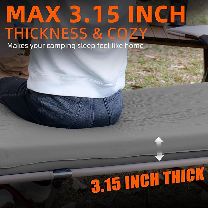 Self Inflating Sleeping Pad with Electric Pump, TPYOCQU 3.15" Memory Foam Camping Mattress Sleeping Mat with Pillow, Easy Inflate&Deflate 9.5 R-Value Insulated Camping Pad Mattress for Travel Car Tent