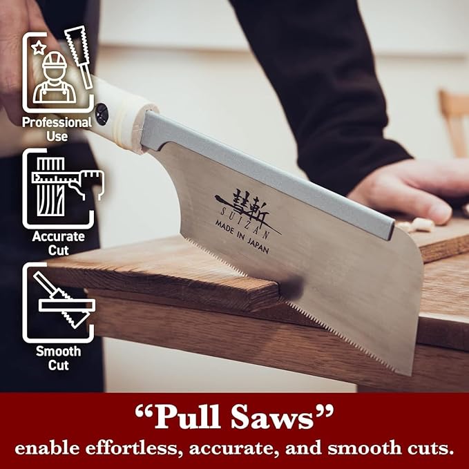 SUIZAN Dozuki Dovetail Saw 6" Rip Cross Angle Cut - Professional Japanese Pullsaw Handsaw Woodworking Tools