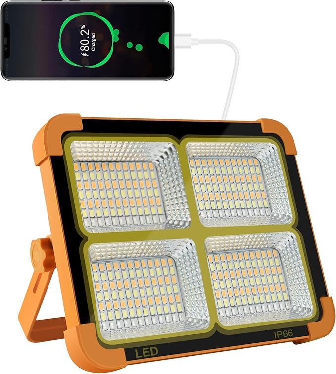 Portable LED Work Solar Light 100W 16500mAh 10000 LM with Stepless Brightness Job Site Battery Rechargeable LED Floor Light for Emergency Worklight for Hurricane Father's Day Gift