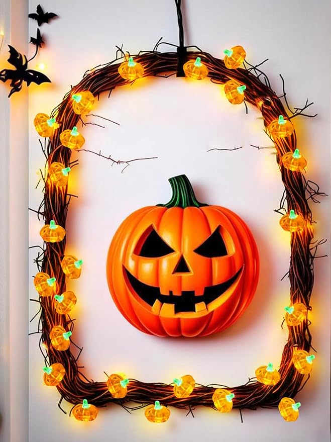 Fall Decorations 3D Pumpkin Fairy Lights Battery Operated with Remote, 10ft 30LED Fall Orange String Lights 8 Modes, Twinkle Light Waterproof Outdoor Indoor for Thanksgiving Harvest Halloween Decor
