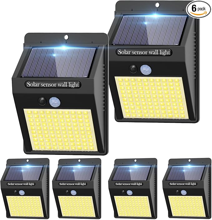 kolpop 6 Pack Solar Motion Lights Outdoor, 3 Modes/100LED Security Wireless IP65 Waterproof Wall Outdoor for Front Door, Backyard, Garage, Deck(Warm White) ,WS05Y
