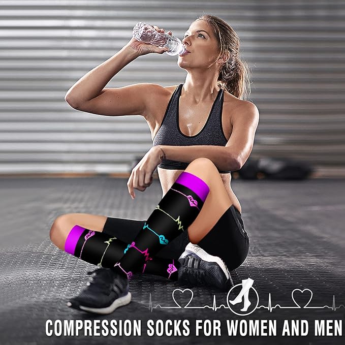 6 Pack Copper Compression Socks for Women and Men Circulation-Best Support for Medical, Running,Nursing,Athletic