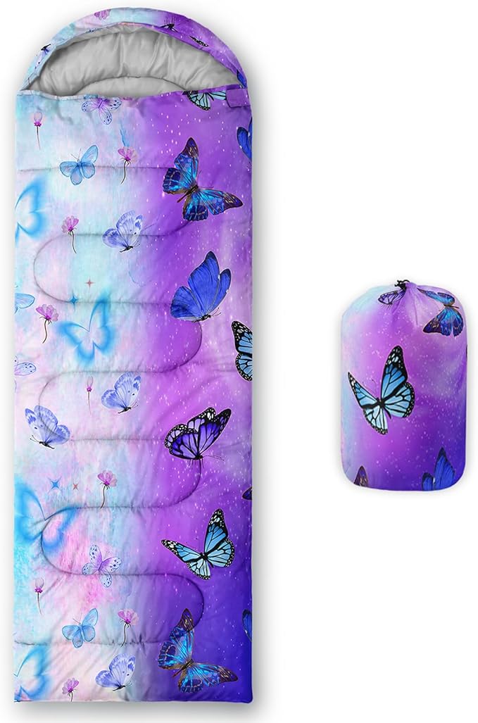 AILONEN Outer Space Astronaut Camping Sleeping Bags,Lightweight & Waterproof,3 Season Warm & Cool Weather,Cartoon Sleeping Bags for Kids,Boys Girls Travelling,Outdoors