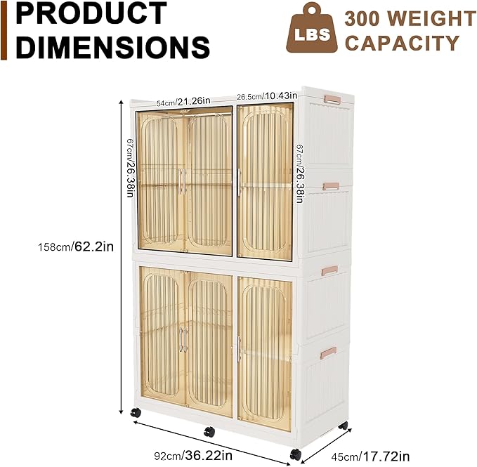 Collapsible Expandable Wardrobe Closet, Multi-Function Plastic Wardrobe,Wardrobes Storage Cabinet (6 Cubes+2 Hanging Rod)