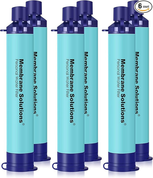 Membrane Solutions Straw Water Filter S1, NSF/ANSI 42&372&401 certificated, Survival Filtration Portable Gear, Emergency Preparedness, Supply for Drinking Hiking Camping Team Family Outing