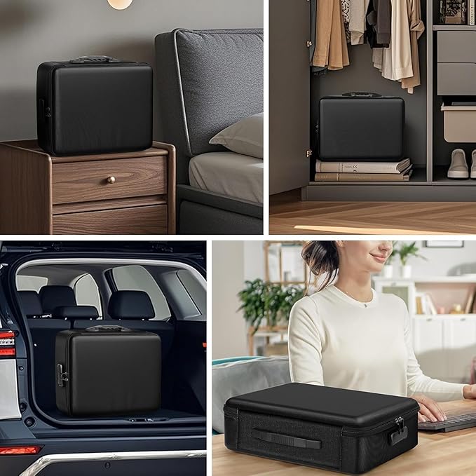 File Organizer, Hard Case Fireproof Document Box with Lock, Hard-Shell Important Document Organizer Safe Box Fireproof Waterproof, Home Office Supplies Storage and Organization (Pink)