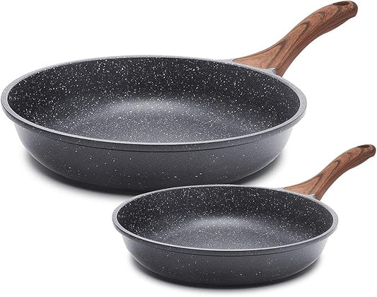 SENSARTE Nonstick Frying Pan Skillets, Swiss Granite Coating Omelette Pans, Healthy Cookware Chef's Pan, Free of Intentionally Added PFOA (8+12.5 Inch)