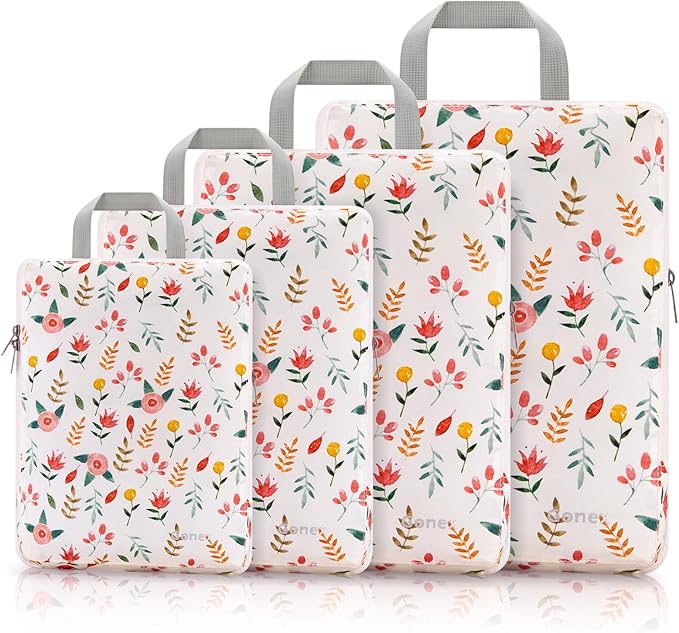 Gonex Compression Packing Cubes, 3pcs/4pcs Expandable Storage Travel Luggage Bags Organizers