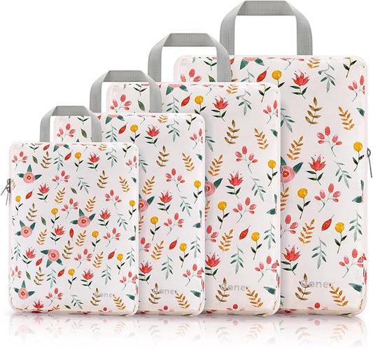 Gonex Compression Packing Cubes, 3pcs/4pcs Expandable Storage Travel Luggage Bags Organizers