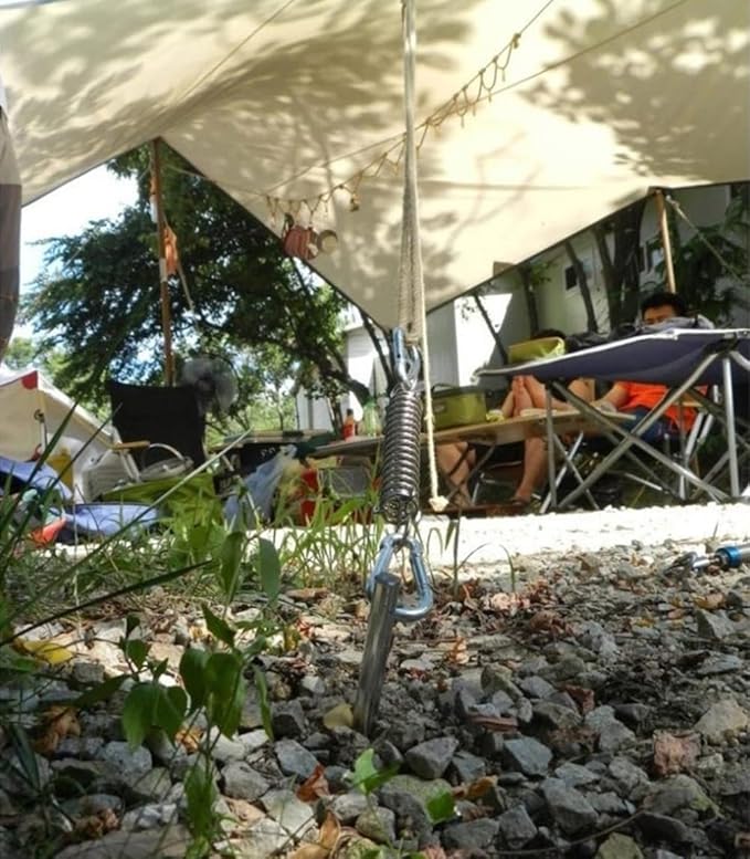 4Pcs Tent Fixed Buckle Wind Rope Buckle Steel Fixed Buckle Tent Wind Spring for Camping Hiking,Chrome Plated Spring for Hammock Chair