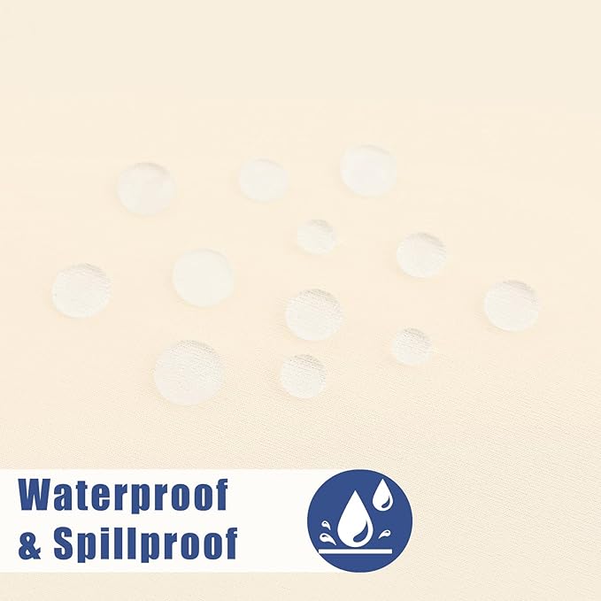 Spandex Picnic Table Cloth 2 Pack, Elastic Fitted Tablecloths for 8 Foot Rectangle Tables, Stretch Washable Patio Table Cover for Outdoor, Camping, Banquet and Parties (Champagne, 30"x96")