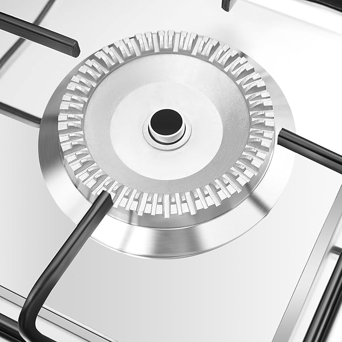 5-Burner Natural Gas Stove, Outdoor Camping Grill Stove, Portable Floor Standing Cooktop Cooker with Storage Stand and Wind Blocking Cover, Manual Ignition for Outdoor RV (Black)