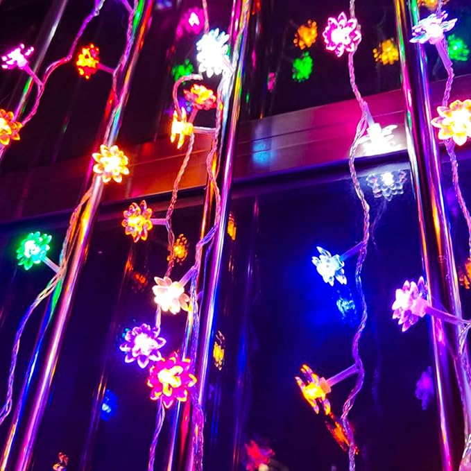 Decorative Flower String Lights, 9.8 FT 30 LED Battery & USB Plug in Powered Novelty Fairy Floral Lamps for Bedroom Window Garden Wedding Party Christmas Easter Tree Hanging Decor (Multicolor)
