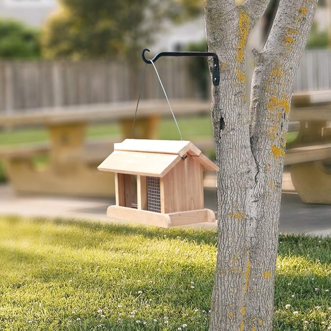 Worth Garden 6-Pack 7" Plant Hanger Bracket - Forged Wrought Iron Powder-Coated Heavy Duty Wall Hook - Black Hanging Hooks - Durable and Stable for Bird Feeders, Planters Indoor & Outdoor