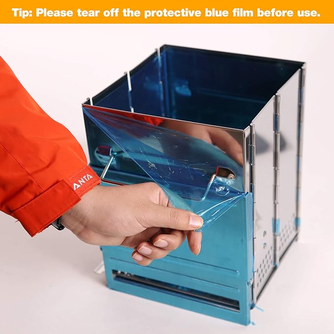 Portable Folding Camping Wood Stove for Outdoor Cooking, Sturdy Lightweight 304 Stainless Steel Wood Burning Camp Stove with Grill for Backpacking BBQ Small/Large (Small)