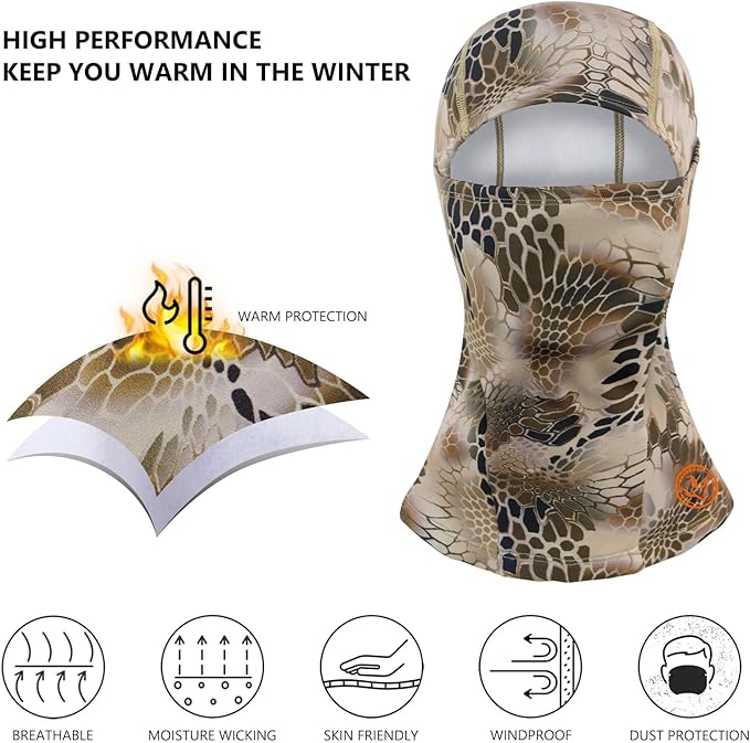 BASSDASH Winter Balaclava Fleece Ski Mask Ninja Hood Neck Warmer Fishing Hunting