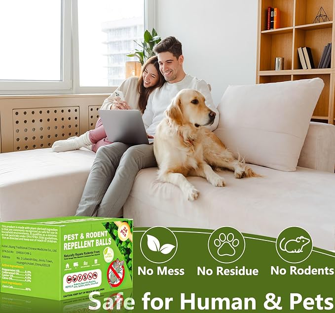 【𝐇𝐢𝐠𝐡𝐥𝐲 𝐄𝐟𝐟𝐞𝐜𝐭𝐢𝐯𝐞】 Mouse Repellent Pouches,Rodent Repellent Balls with Natural Peppermint Oil Long-Lasting Indoor & Outdoor Use – Gentle for Use Around Family & Pets-24 Pcs