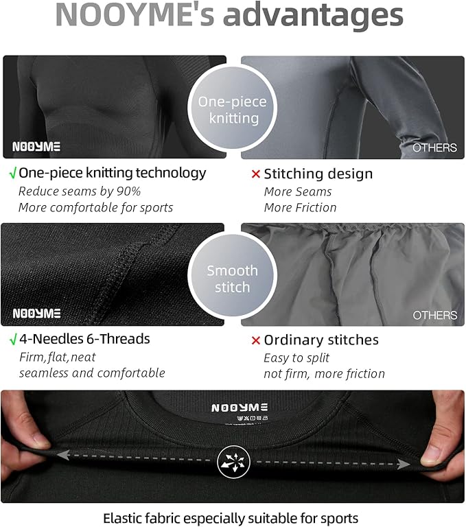 NOOYME Thermal Underwear Long Johns for Men - Long Underwear Base Layer for Cold Weather
