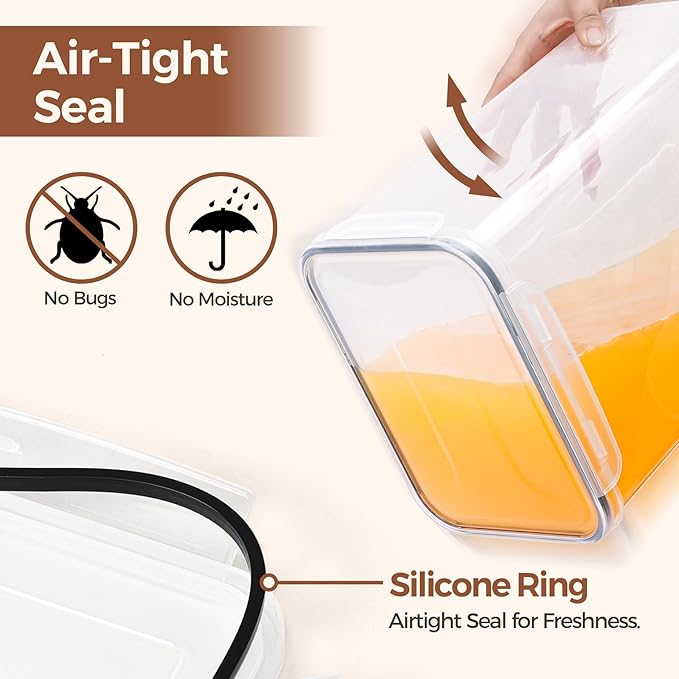 ComSaf Rice Container Set of 2(9.5L/321OZ), Large Airtight Food Storage Containers with Lid and Rice Washer, Plastic Canisters Sets for The Kitchen, Pantry Organizers for Flour, Cereal and Cooking