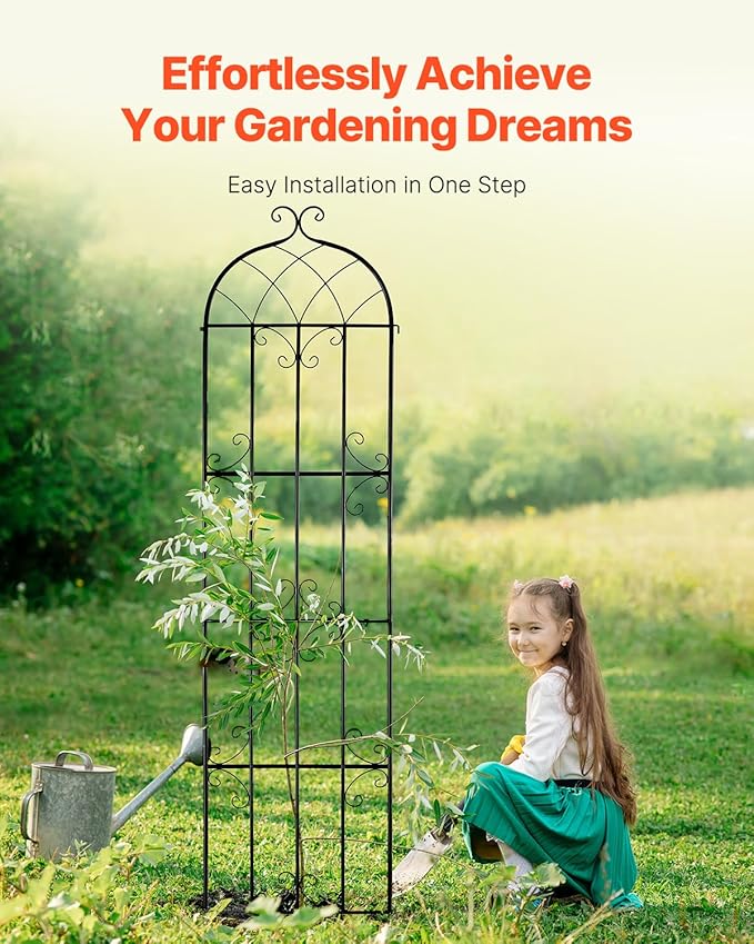 VEVOR Garden Trellis for Climbing Plants, 87 x 20 in, 4 Packs Rustproof Metal Garden Flower Trellis, Outdoor Climbing Rose Trellis Cucumbers Support, Decorative Clematis Trellis for Courtyards Lawns