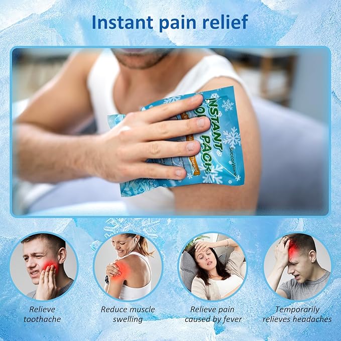 16 Packs Instant Cold Pack for Large Size (5.9" x 8.6") - Disposable First Aid Ice Packs for Injuries - Cold Compress for Pain Relief, Swelling, Toothache, Athletes & Outdoor Activities