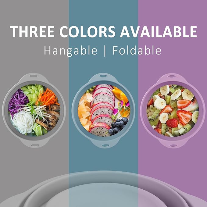 Silicone Collapsible Bowl 88oz Large Camping Bowl Outdoor Hiking Travel Silicone Food Storage Container (Light Purple)