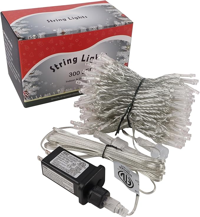 LJLNION 300 LED Christmas Lights, Extra Long 98.5FT Xmas String Lights Outdoor Indoor, 8 Lighting Modes, Plug in Waterproof Fairy Lights for Wedding Party Bedroom Garden Decorations (Red & White)